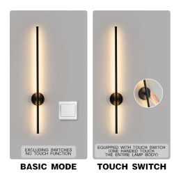 Black Touch Switch Dimmable LED Wall Lamps for Bedroom Living Room Indoor 360° Rotatable LED Wall Lights Interior Wall Sconce