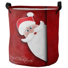 Laundry Bags Santa Claus Christmas Dirty Basket Foldable Round Waterproof Home Organiser Clothing Children Toy Storage