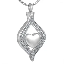 Pendant Necklaces MJD8111 Heart In Crystal Stainless Steel Cremation Jewellery Ashes Urn Necklace For Women Men (Pendant Only)