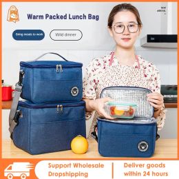 1~4PCS Portable Lunch Bag Food Thermal Box Durable Waterproof Office Cooler Lunchbox With Shoulder Strap Organiser Insulated
