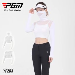 Shirts PGM Golf Clothing Women Ice Silk Sunscreen LongSleeved TShirt Women'S Shirt QuickDrying Slim Cropped Top AntiUv Sportswear