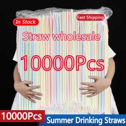 Brushes 100/1000/5000/10000pcs Colourful Drinking Kunststof Straws Milk Tea Bar Party Wedding Kitchen Home Accessories Beverage Straw