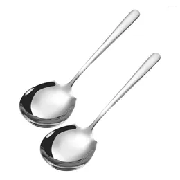 Spoons 2 Pcs Serving Spoon Big Soup Stainless Steel Tablespoon Long Handled Metal