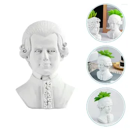 Vases Head Vase Planter Resin Succulent Pot Makeup Brush Pen Holder Garden Home Sculpture