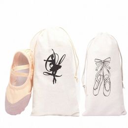 1pcs Double Drawstring Ballet Dance Bag Canvas Ballet Bag For Girls Ballerina Pointe Shoes Bags Ballet Dance Accories j69D#