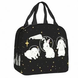 cute Space Little Bunny Lunch Boxes Women Waterproof Rabbit Thermal Cooler Food Insulated Lunch Bag School Children Student v1XE#