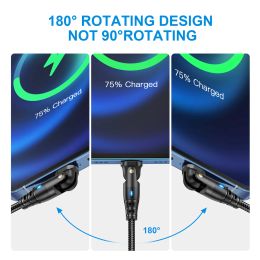 180 Rotate 3A USB Cable Fast Charging Wire For Iphone 14 14Pro Max 13 13Mini 13Pro Max Mobile Phone USB Cable Charger Data Cable