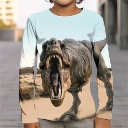Dinosaur Tshirt Kid Korean Style Clothing For Boys Long Sleeve Dinos Graphic Tee Shirt 3d Print T-Shirt Kids One Piece Children