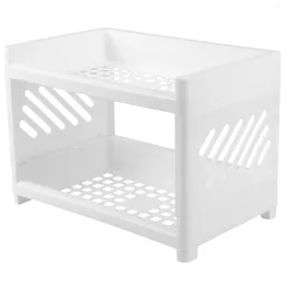 Storage Boxes Shelf Desk Organiser 2 Tier Cosmetics Rack Bathroom Tray Holder Plastic 2- Makeup Student Corner Double-layer