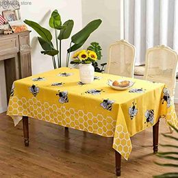 Table Cloth Summer Yellow Bee Rectangle Tablecloth Holiday Party Decorations Reusable Waterproof Table Cover for Kitchen Dining Tablecloth Y240401
