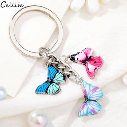 Keychains 5pcs/lot Colourful Enamel Butterfly Keychain Holder For Women Cute Keyring Bags Pendants Car Key ChainJewelry Accessories