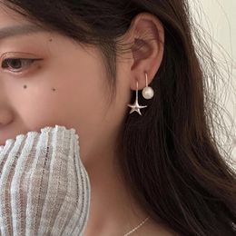 Dangle Earrings Asymmetric Pearl Star Hook Fashionable Drop Ear Rings For Girls