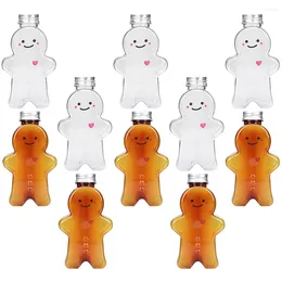 Vases 10 Pcs Christmas Drink Bottle Candy Jars Gingerbread Man Shape Bottles With Cover Style The Pet Xmas Party Juice