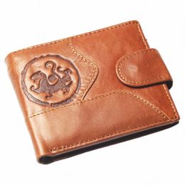 new Coin Purse Cheap Mens Retro Tiger Pattern Wallet Genuine Leather For Men Card Holder Strg t2vH#