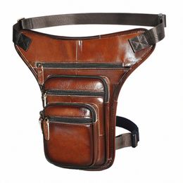 hot Sale Original Leather Design Men Blue Menger Mochila Bag Fi Organiser Fanny Waist Belt Pack Drop Leg Bag Male 3111r m9tP#