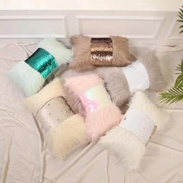 Pillow Sequin Cover Luxurious Long Plush Throw Elegant Decorative Case For Room Couch Bed Christmas