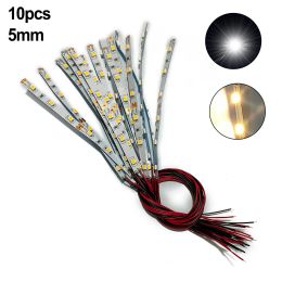 10pcs Pre Wired White Strip 6 Led SMD LED Light Self-Adhesive Flexible 12V ~ 18V For Model Railroad Track Side Accessories