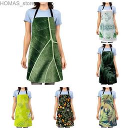 Aprons Aesthetic Women kitchen apron kids original Children Waterproof girl fashionable princess waiter work apron oil proof greenplant Y2404013RD2