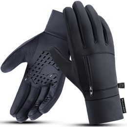 Winter Gloves Man Sports Bike Snow Bicycle Gloves Touchscreen Windstop Silicone Cycling Gloves Black Waterproof Bike Gloves
