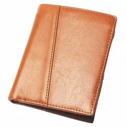 men Fi Stitching Style Pattern Real Leather Wallet Thin Slim Card Holder Men's Bifold Purse J6zf#