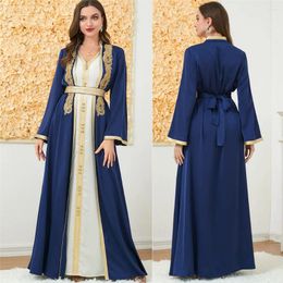 Ethnic Clothing Eid Muslim Sets 2 Piece For Women Open Abaya Inner Dress Matching Suit Dubai Turkey Modest Outfits Islamic Tunic Cardigan