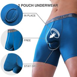 Separatec Men's Underwear Boxers Pack Sport Mesh Fabric Performance Boxers Briefs Dual Pouch Long Leg Boxer USA Size