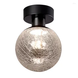 Candle Holders Nordic Antique Cracked Glass Globe Foyer Vintage Decorative LED Ceiling Lighting Luxury Lamp