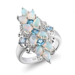 Rings Band Rings Solitaire Ring GZ ZONGFA Original 925 Sterling Silver s for Women Natural Pear Opal Blue Topaz Gem Wedding Colourful Fin