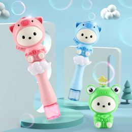 Kawaii Magic Wand Bubble Wand Automatic Bubble Blowing Machine with Lights Music Summer Outdoor Party Wedding Kids Toys 240329