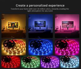 15M LED Strip Light with Remote, APP Control Backlight for TV, 5V USB Bluetooth RGB Colour Lamp for Kitchen, Bedroom, Warm White