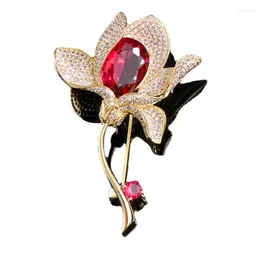 Brooches Heavy Industry Micro Inlaid Lotus Brooch Trendy High-end Luxury Suit Coat Pin Versatile Accessories