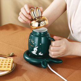 Youpin Smart Thermostatic Coaster Cute Rabbit Mug Warmer Set Cup Heating Pad Home Office Gift Coffee Mug Warmer Water Heater