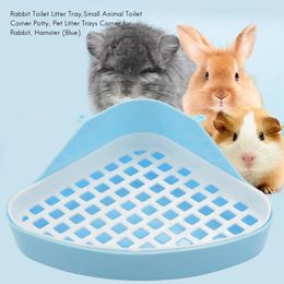 Dog Collars Toilet Litter Tray Small Animal Corner Potty Pet Trays For Hamster (Blue)