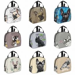 french Bulldog Lunch Bag For Work School Portable Insulated Thermal Cooler Frenchie Dog Lunch Box Women Children Warm Food Bags S190#