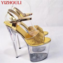 Dance Shoes Glitter Bright Look Sexy Sandals Necessary 20 Cm Thick Bottom Heels Catwalk Shows Interest Colourful