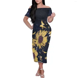 Party Dresses High-End Custom 2024 Summer Women's Dress Polynesian Tribal Print Sexy Off-The-Shoulder Fashion Elegant Banquet