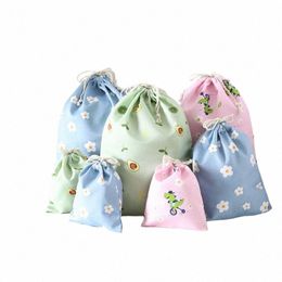 1pc Drawstring Comestic Bags Cott Makeup Bags Travel Toiletry Organiser Portable Socks Clothes Bra Storage Bag Shop Pouch o6kX#