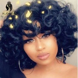 Wigs Short Synthetic Cosplay Wigs for Women 14 Inches Fluffy Wand Curly High Temperature Wire Black Blonde Black Women's Wig Alororo
