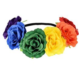 Rose Flower Crown Headbands Women's Hawaiian Stretch Headband Floral for Garland Party Festival Hair Garland Wedding Headpieces