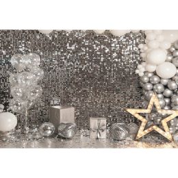 Club Birthday Party Decor Photography Background Photo Studio (Not Really Sequin) Disco Backdrop Silver Glitter Image Printing