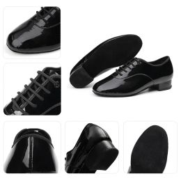 DKZSYIM Men's Latin Dance Shoes Leather Ballroom Modern Tango Dance Shoes For Boys Lace-Up Teachers Dance Sneaker Heels 2CM