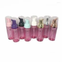 Storage Bottles 60ML Plastic Foam Pump Bottle Soap Liquid Dispenser Face Cleanser Shampoo Transparent-Pink Mousse Foaming 20pcs