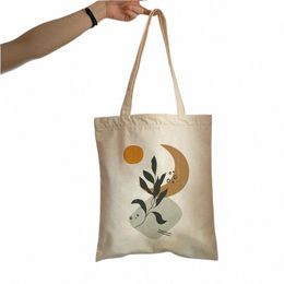 fi Shoulder Bags Large Capacity Student Book Bag Retro Boho Plants Aesthetic Canvas Tote Bag Lady Handbag Harajuku Fr L5UJ#