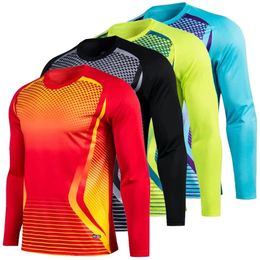 Men Football Jerseys 2223 Long Sleeves Gradient Goal Keeper Uniforms Sport Training Breathable Top Soccer Chest Pad Spring 240321