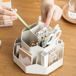 Desktop Stationery Organiser 9 Slots Pen Storage Holder 360 Degree Rotating Cute Pencil Cup Pot for Stationery Supplies