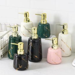 Liquid Soap Dispenser 1pc Marble Texture Ceramic Shampoo Bottle Portable Wristband Hand Bathroom Accessories