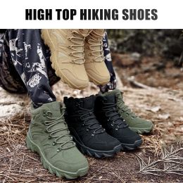 Men Trekking Shoes Non-Slip Waterproof Climbing Shoes Durable Desert Boots Lightweight Travel Trekking Walking Climbing Boots