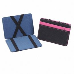 mens PU Leather Magic Wallet Mey Clips Slim Wallet Holder Thin Clutch Bus Card Bag For Women Small C Holder Slim Man Purse A3An#