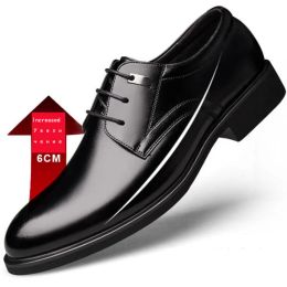 Boots 6cm Man Leather Shoe Elevator Men's Wedding Oxford Chunky Men Formal Flats