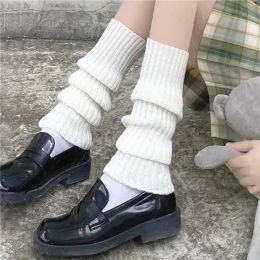 Y2k Lolita Leg Warmers Kawaii Knitted Long Socks Calf Gaiters Ankle Warmers Black White Leggings Boot Cuffs Warm Foot Cover